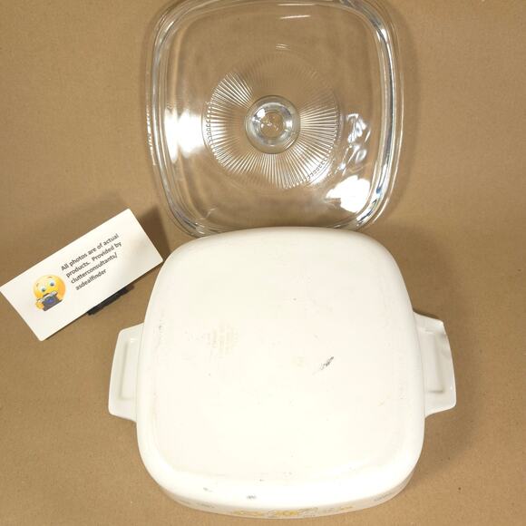 Corning Ware Yellow Floral Bouquett Bundle #A-1-B Casserole Dish #P-83-B Skillet - Picture 3 of 9